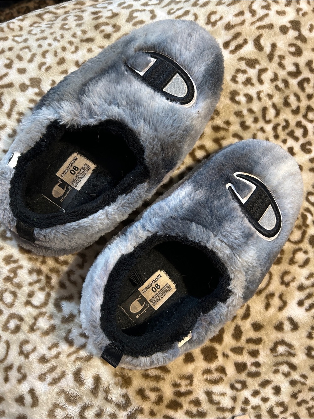 Champion Grey Plush Slip-On Slippers